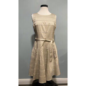 Calvin Klein Women's 10 Fit & Flare Champagne Sleeveless Tiered Lined‎ Dress